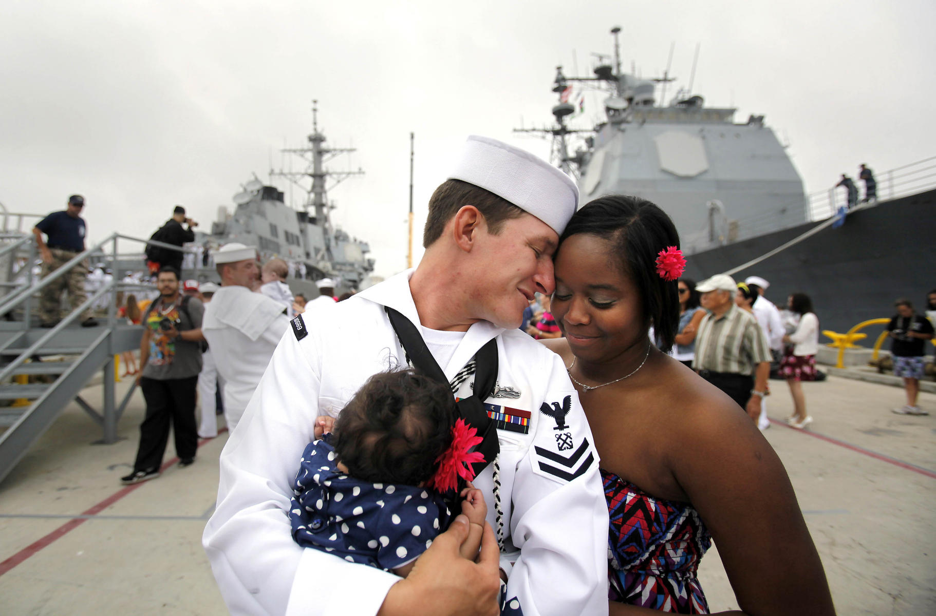 Ship arrival with new baby, Naval Base San Diego