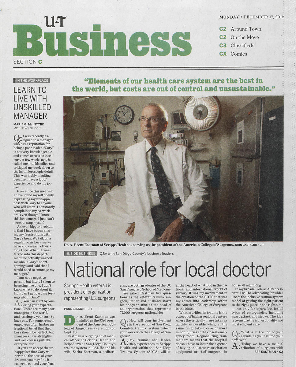 As seen in The San Diego Union-Tribune newspaper, San Diego's only daily newspaper.  : In Print : Corporate and Event Photographer