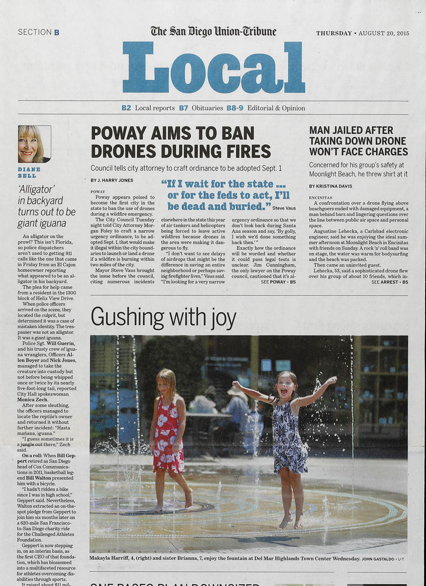 As seen in The San Diego Union-Tribune newspaper, San Diego's only daily newspaper.  : In Print : Corporate and Event Photographer