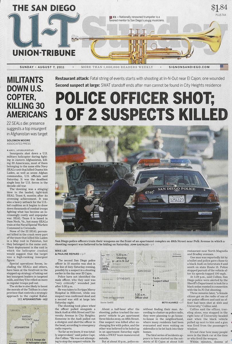 As seen in The San Diego Union-Tribune newspaper, San Diego's only daily newspaper. 