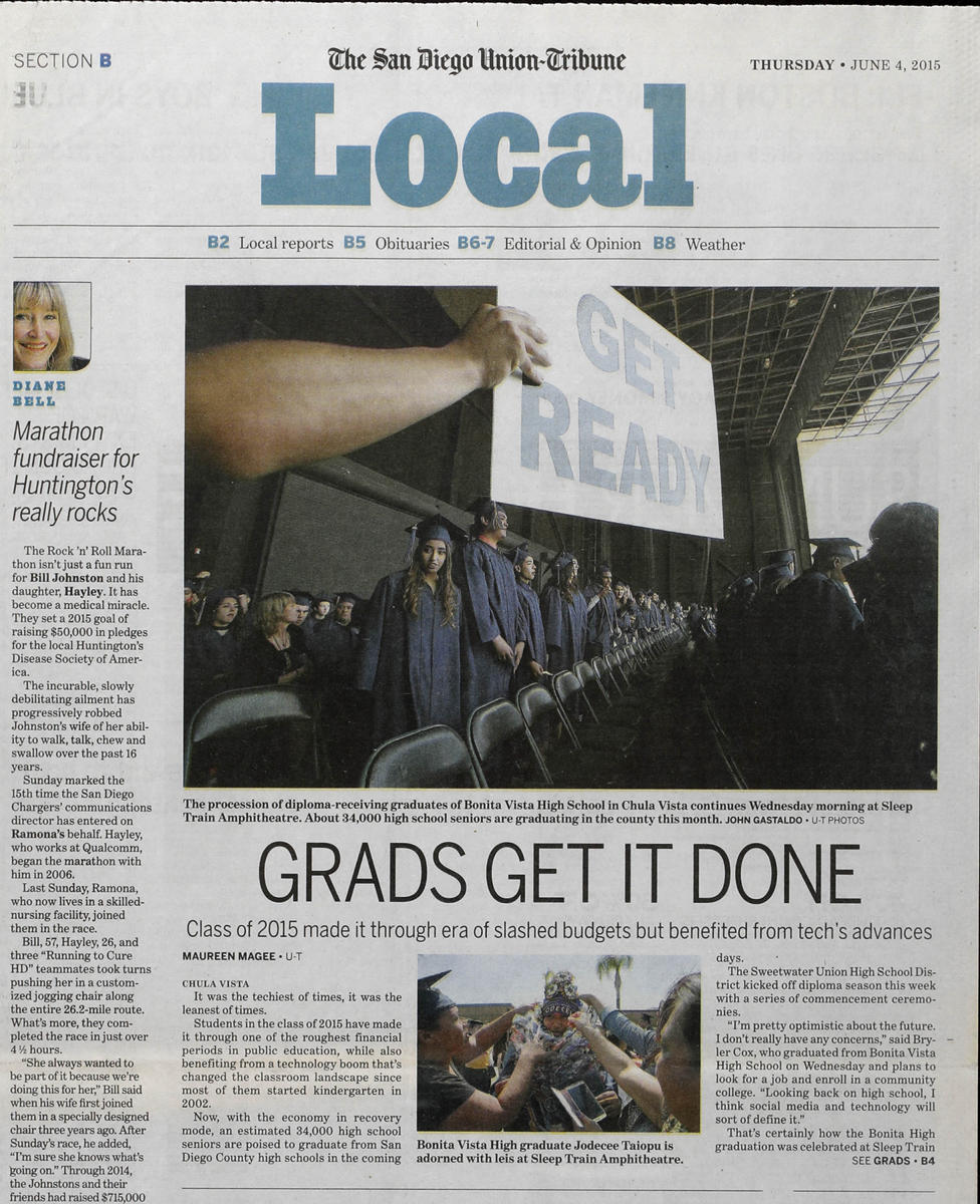 As seen in The San Diego Union-Tribune newspaper, San Diego's only daily newspaper.  : In Print : Corporate and Event Photographer