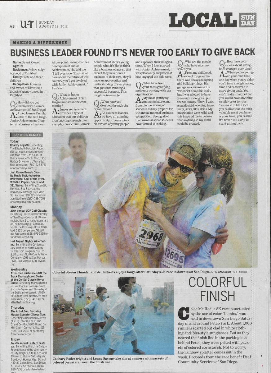 As seen in The San Diego Union-Tribune newspaper, San Diego's only daily newspaper.  : In Print : Corporate and Event Photographer