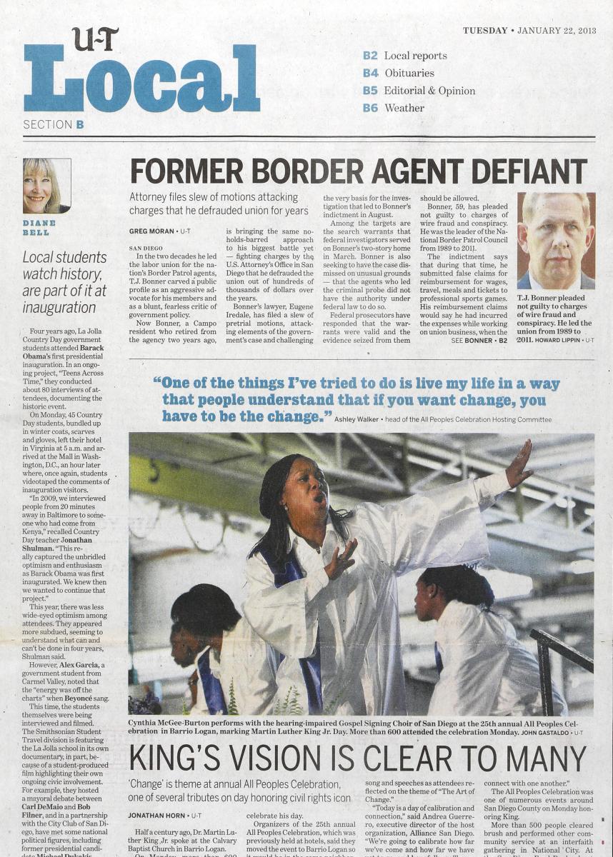 As seen in The San Diego Union-Tribune newspaper, San Diego's only daily newspaper.  : In Print : Corporate and Event Photographer