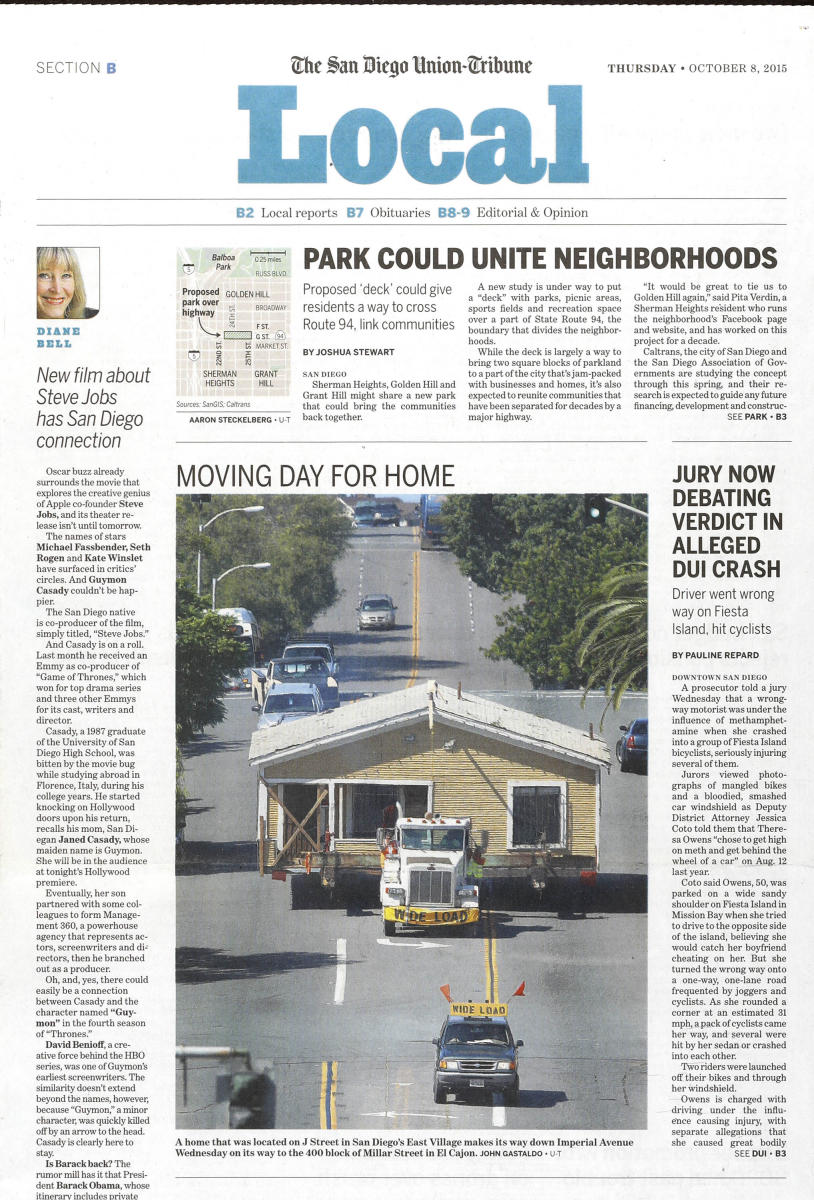 As seen in The San Diego Union-Tribune newspaper, San Diego's only daily newspaper. 