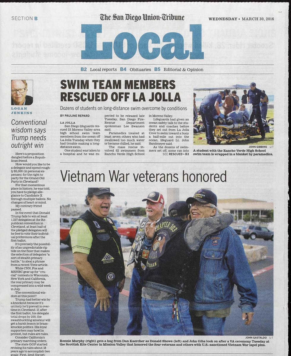 As seen in The San Diego Union-Tribune newspaper, San Diego's only daily newspaper.  : In Print : Corporate and Event Photographer