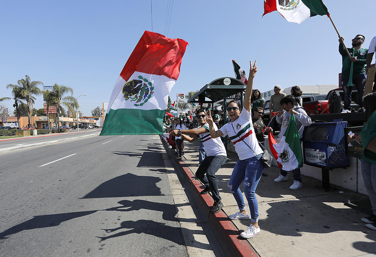 National City Mexican-Americans celebrate as Mexico advances in World Cup soccer. 