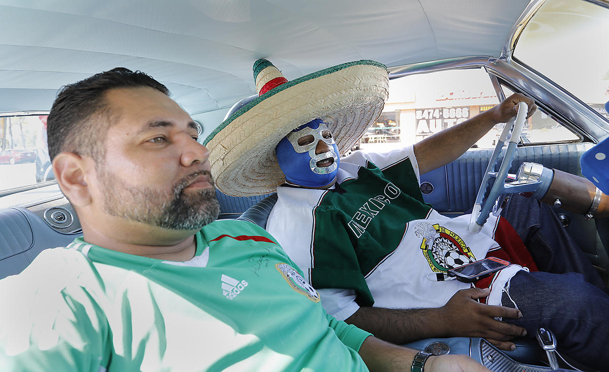 National City Mexican-Americans celebrate as Mexico advances in World Cup soccer. 