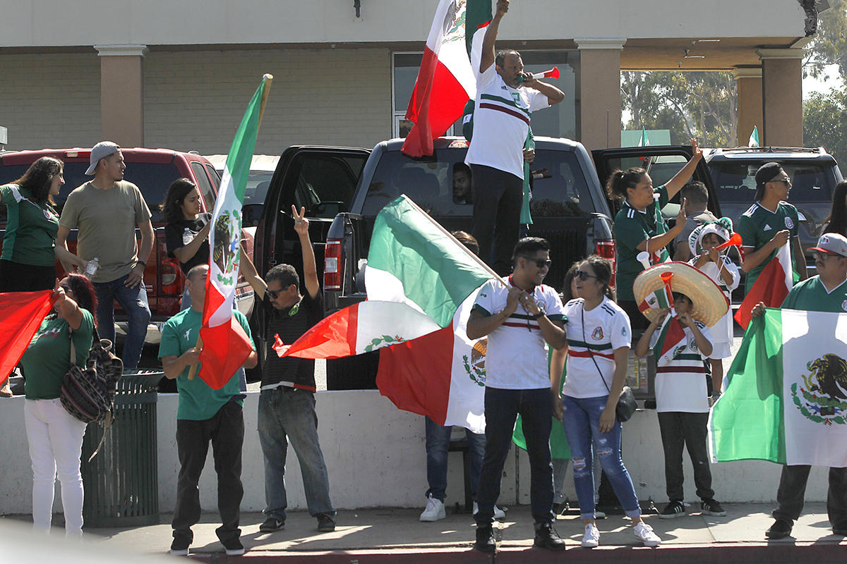 National City Mexican-Americans celebrate as Mexico advances in World Cup soccer. 