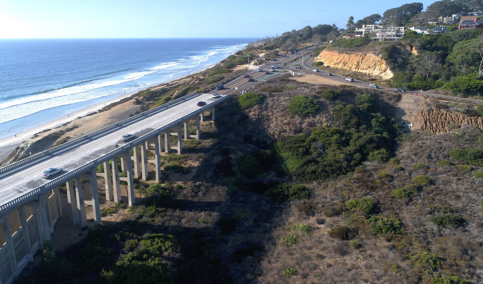 Torrey Pines Bridge as it enters Del Mar, CA : Dronework : Corporate and Event Photographer