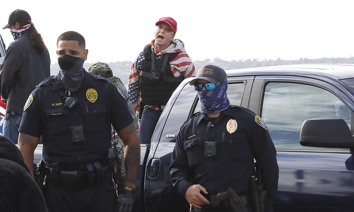 Election results brought out miles of happy Biden supporters and not-so-happy Trump supporters all over San Diego.  