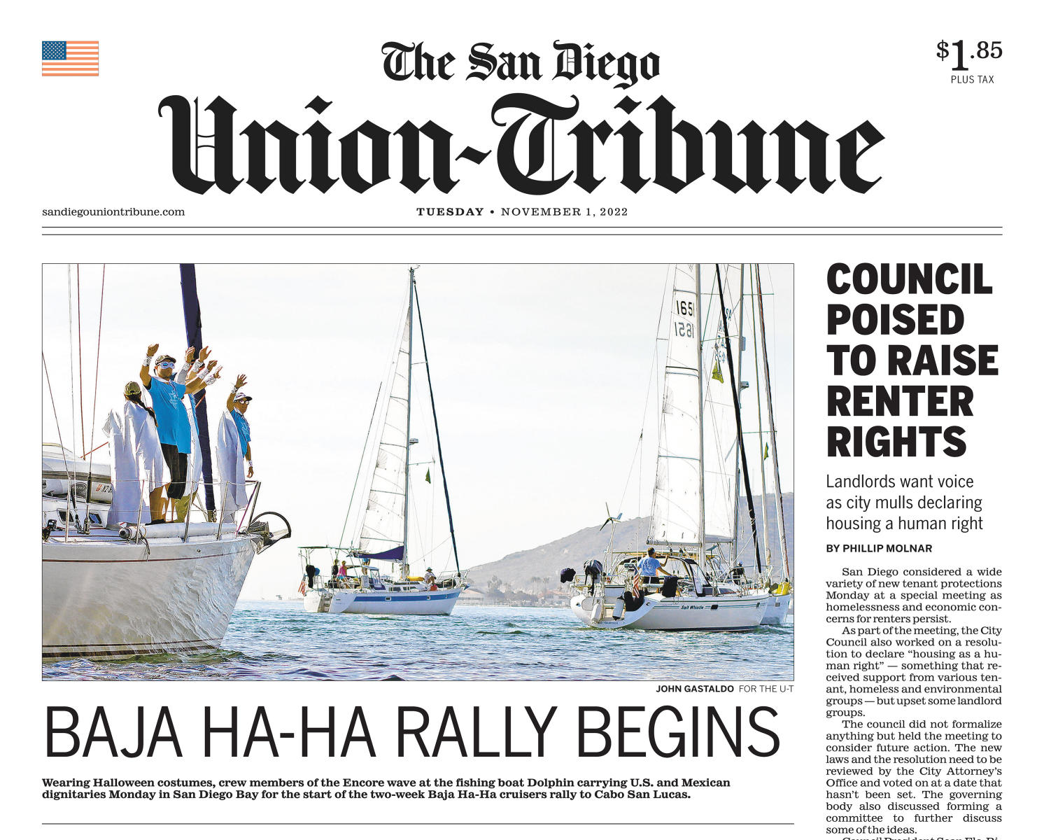 As seen in The San Diego Union-Tribune newspaper, San Diego's only daily newspaper. 