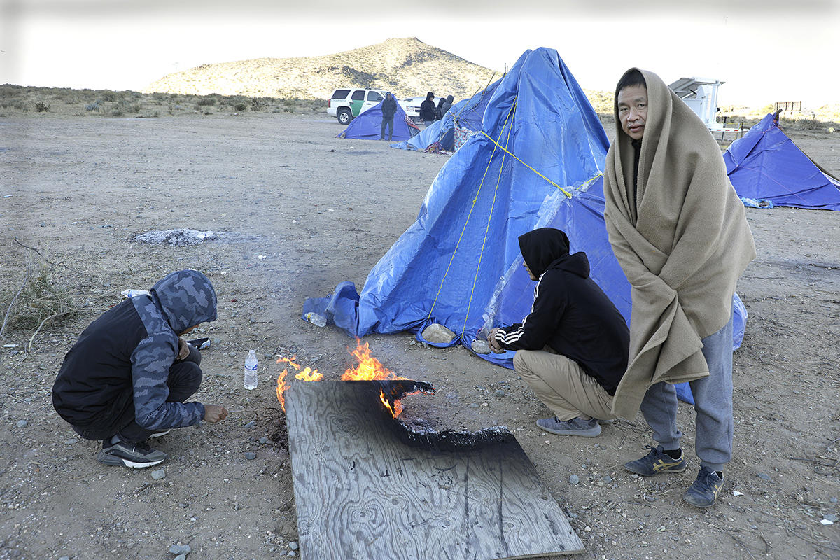 Temporary migrant camp, Jacumba, California, November 2023