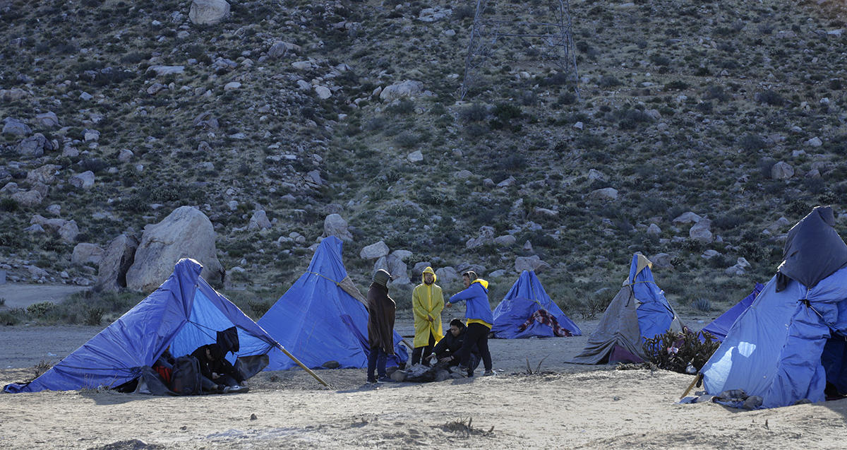 Temporary migrant camp, Jacumba, California, November 2023